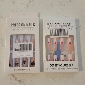 Press On Nails Bundle Hearts French Tip Stars New